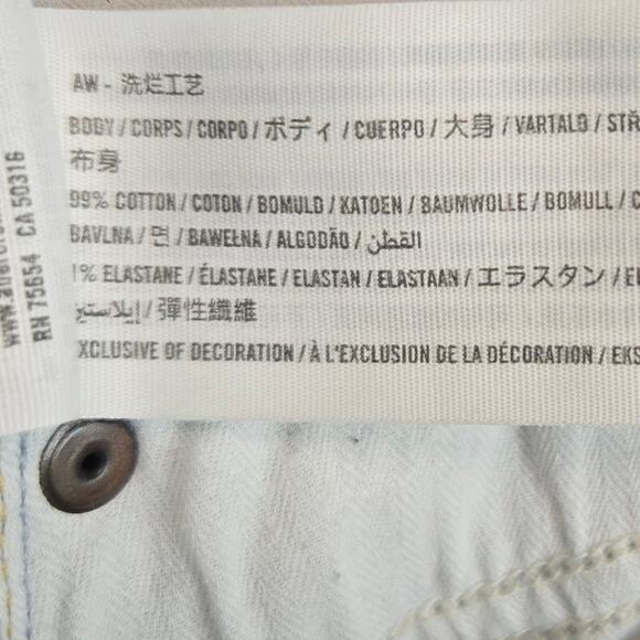 Abercrombie & Fitch 90's Straight High Rise Jeans Sz 24 Busted Knee Grunge Denim - Picture 10 of 15